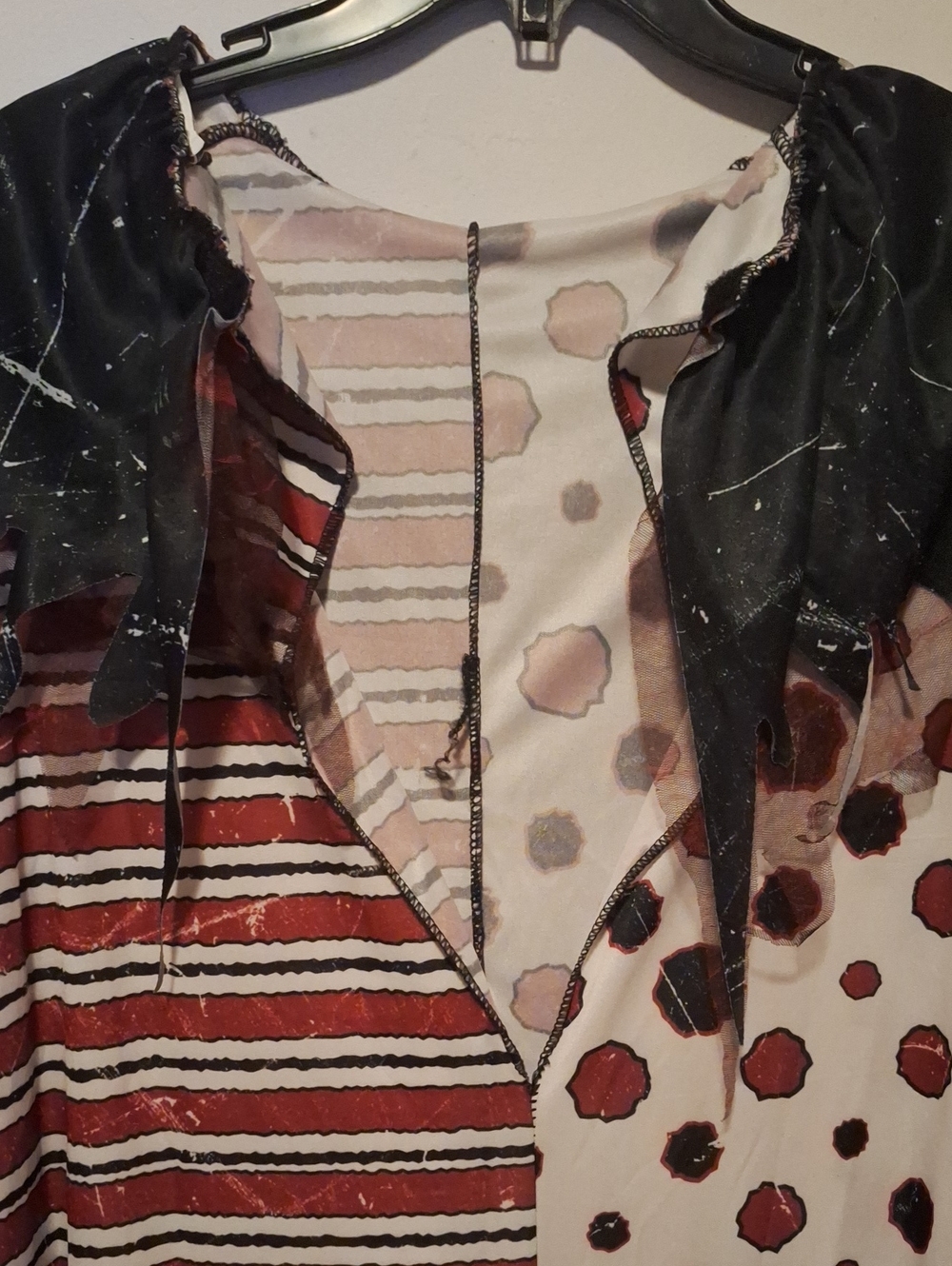 Kids Large / XL Red and White Spotted Striped Scary Clown Costume - Picture 16 of 16